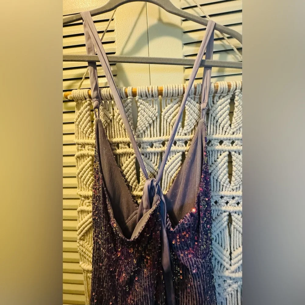 FREE PEOPLE Intimately Gold Rush Sequined Mini Dress in Purple Sz Small - Picture 8 of 11